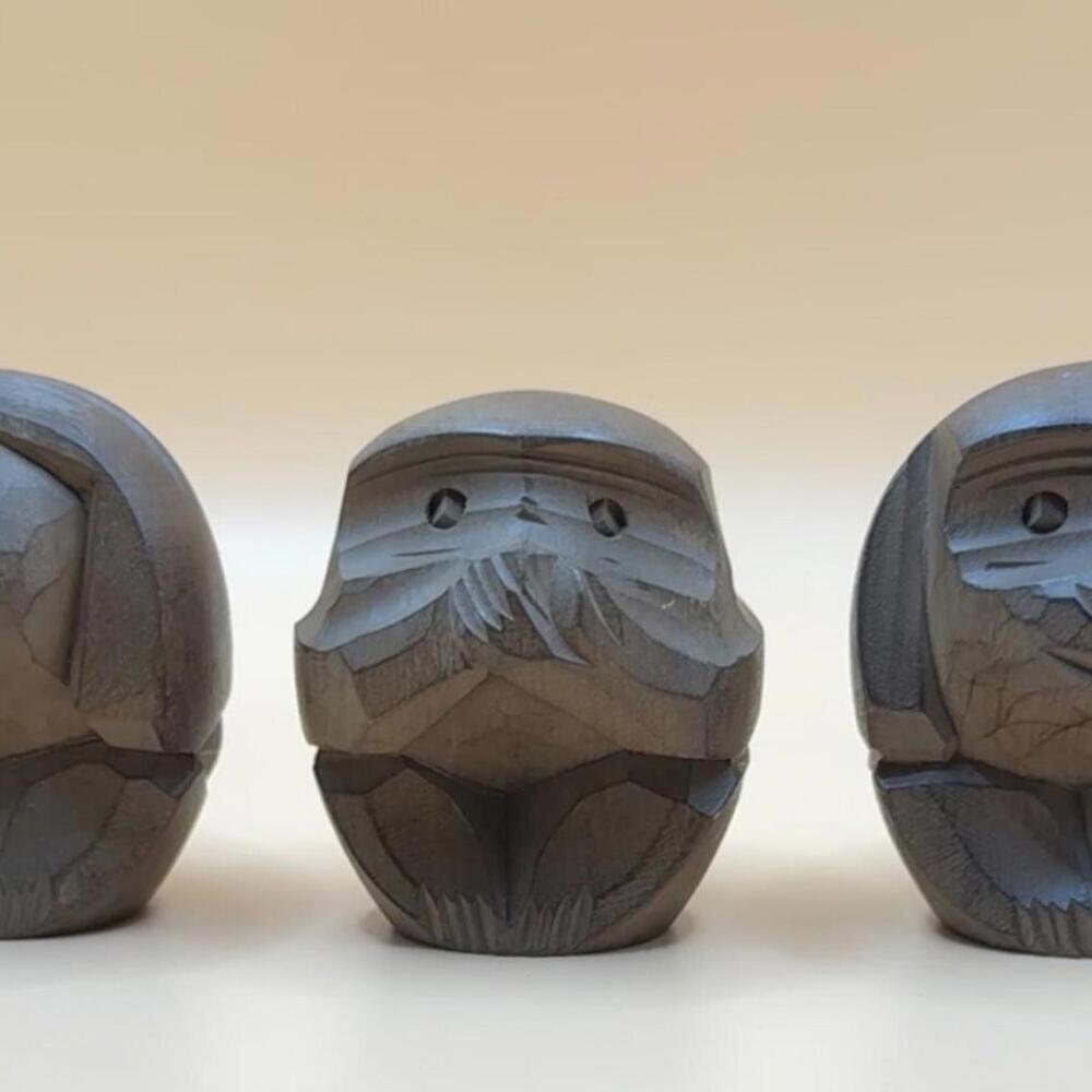 Vintage Netsuke Japanese Hand-Carved Monkey See, Speak , Hear No Evil